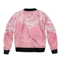 Breast Cancer Awareness Maori Aotearoa Bomber Jacket Manta Ray - Pink Glaze - Polynesian Pride
