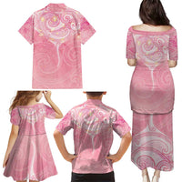 Breast Cancer Awareness Maori Aotearoa Family Matching Puletasi and Hawaiian Shirt Manta Ray - Pink Glaze - Polynesian Pride