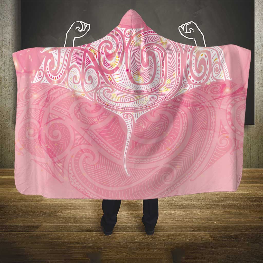 Breast Cancer Awareness Maori Aotearoa Hooded Blanket Manta Ray - Pink Glaze - Polynesian Pride