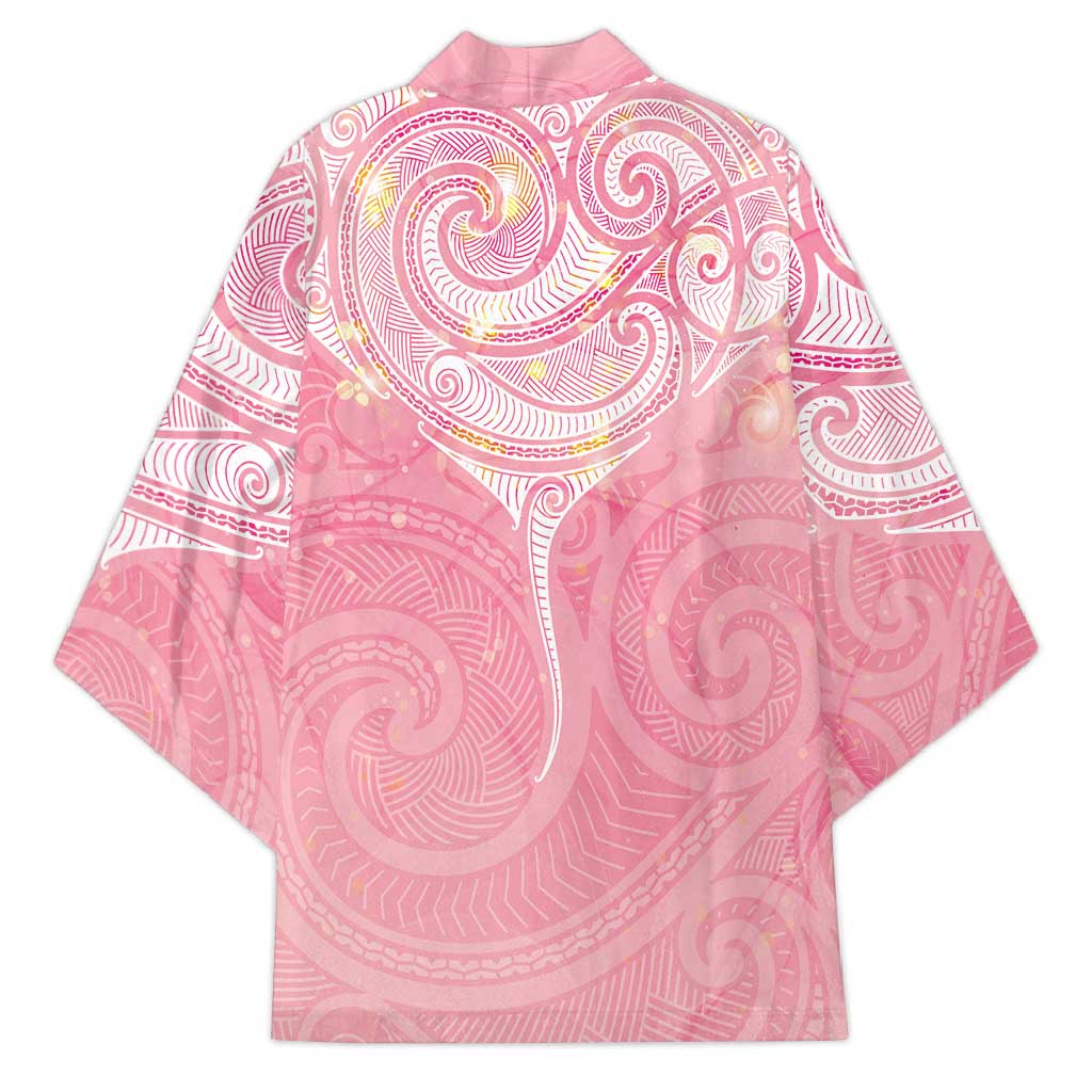 Breast Cancer Awareness Maori Aotearoa Kimono Manta Ray - Pink Glaze - Polynesian Pride