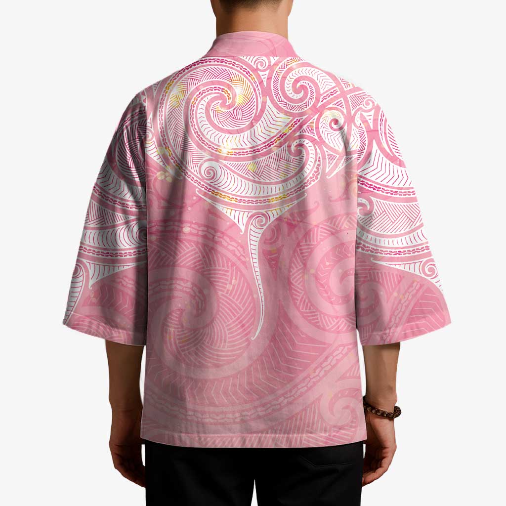 Breast Cancer Awareness Maori Aotearoa Kimono Manta Ray - Pink Glaze - Polynesian Pride