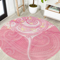 Breast Cancer Awareness Maori Aotearoa Round Carpet Manta Ray - Pink Glaze - Polynesian Pride