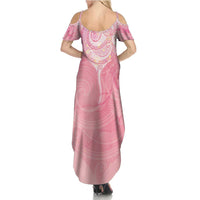 Breast Cancer Awareness Maori Aotearoa Summer Maxi Dress Manta Ray - Pink Glaze - Polynesian Pride