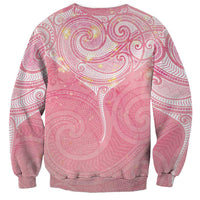 Breast Cancer Awareness Maori Aotearoa Sweatshirt Manta Ray - Pink Glaze - Polynesian Pride