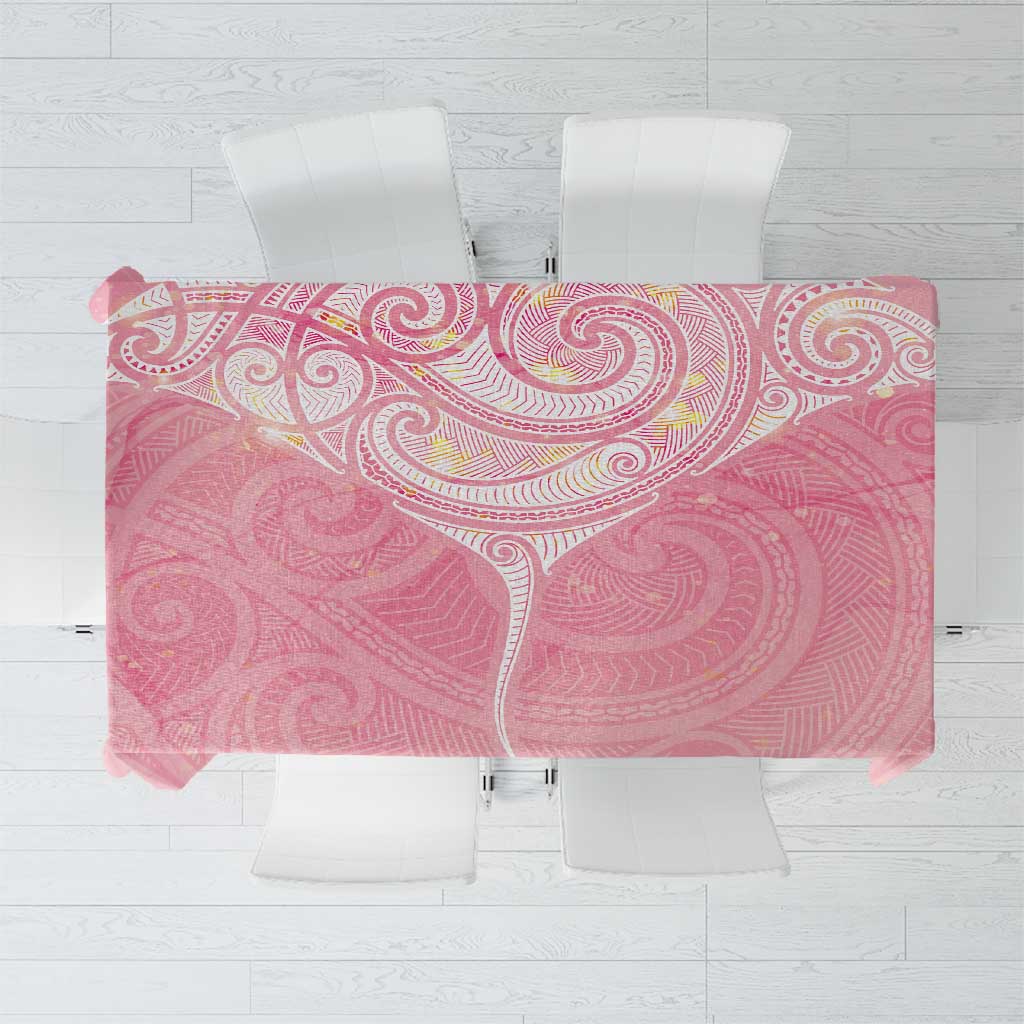 Breast Cancer Awareness Maori Aotearoa Tablecloth Manta Ray - Pink Glaze - Polynesian Pride