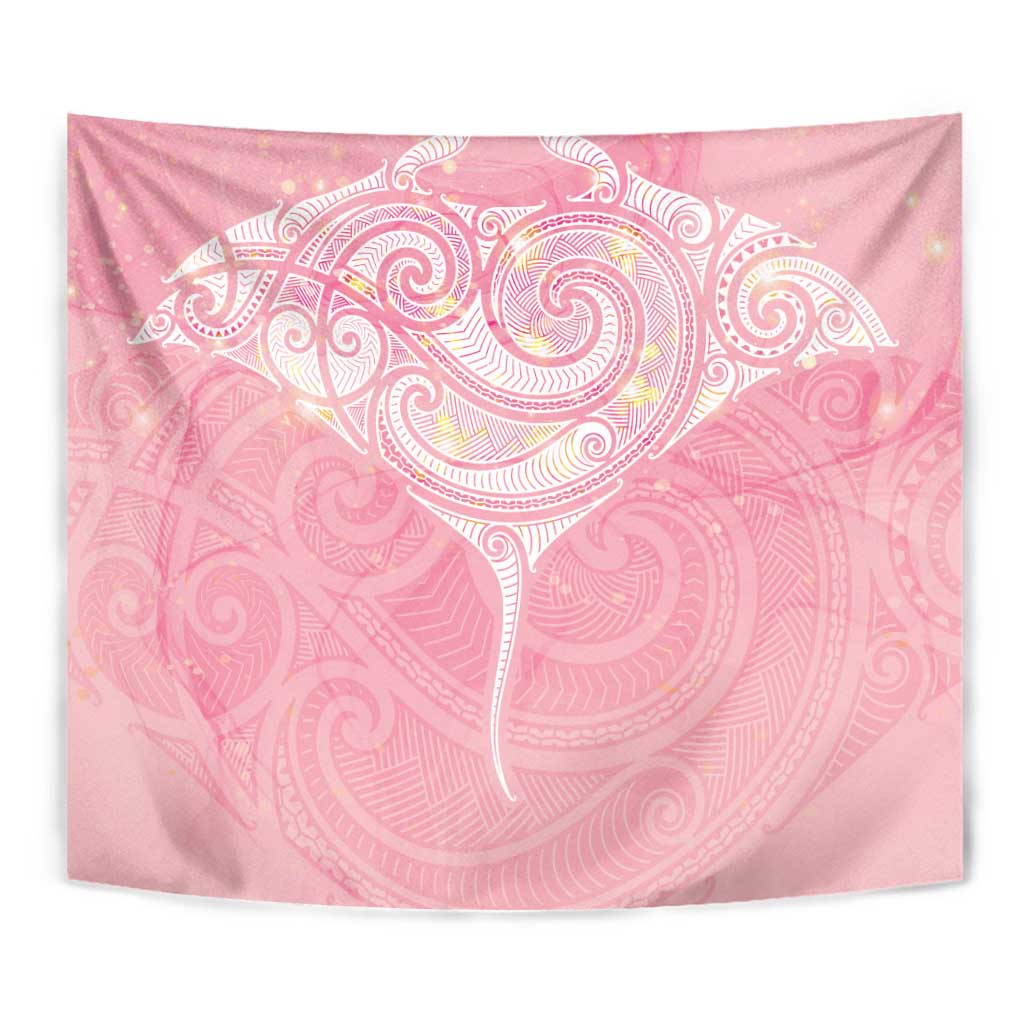 Breast Cancer Awareness Maori Aotearoa Tapestry Manta Ray - Pink Glaze - Polynesian Pride