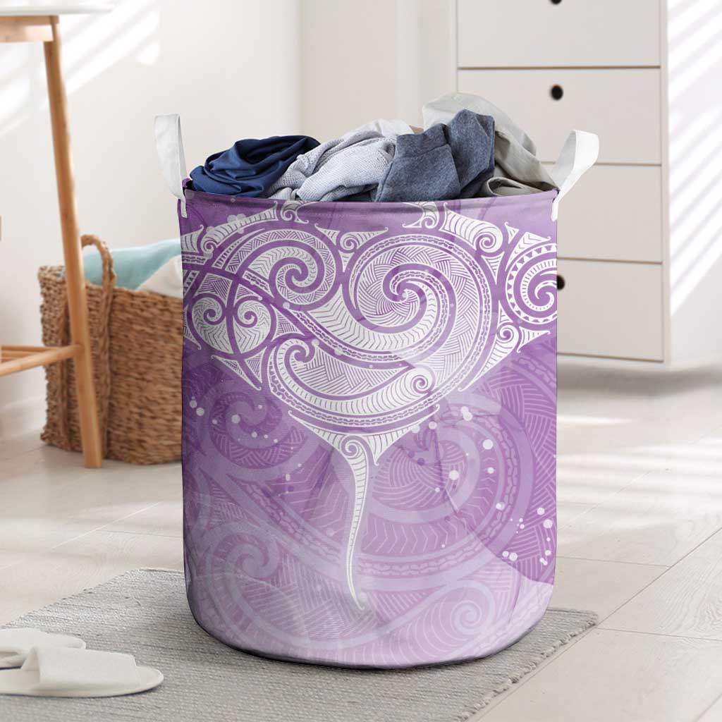 Epilepsy Awareness Maori Aotearoa Laundry Basket Manta Ray - Purple Glaze - Polynesian Pride