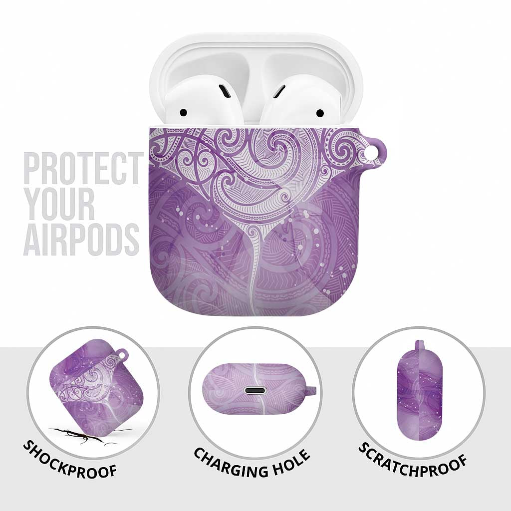 Epilepsy Awareness Maori Aotearoa AirPods Case Manta Ray - Purple Glaze - Polynesian Pride