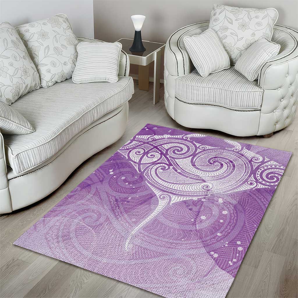 Epilepsy Awareness Maori Aotearoa Area Rug Manta Ray - Purple Glaze - Polynesian Pride