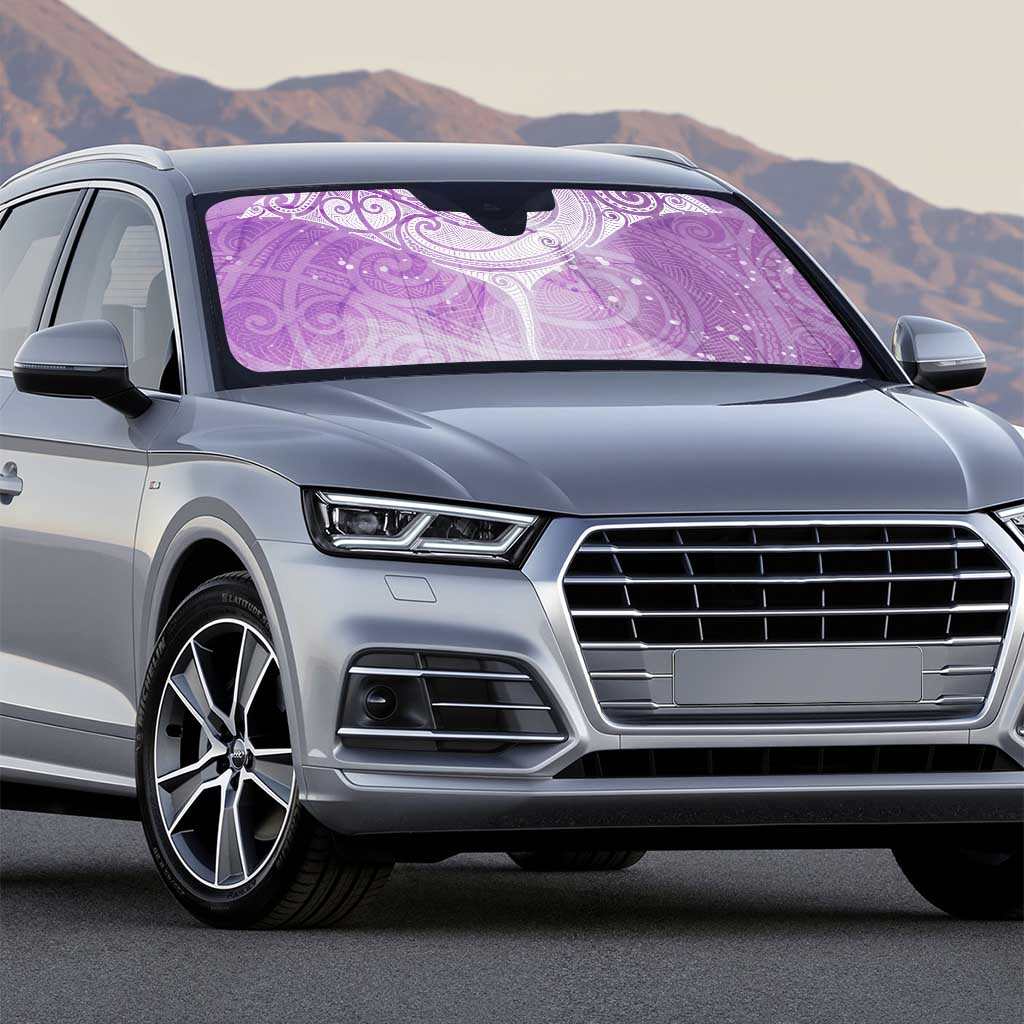 Epilepsy Awareness Maori Aotearoa Auto Sun Shade Manta Ray - Purple Glaze - Polynesian Pride