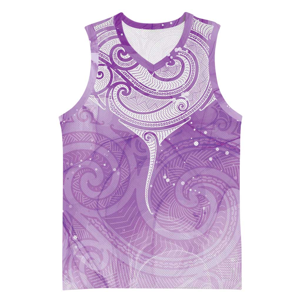 Epilepsy Awareness Maori Aotearoa Basketball Jersey Manta Ray - Purple Glaze - Polynesian Pride