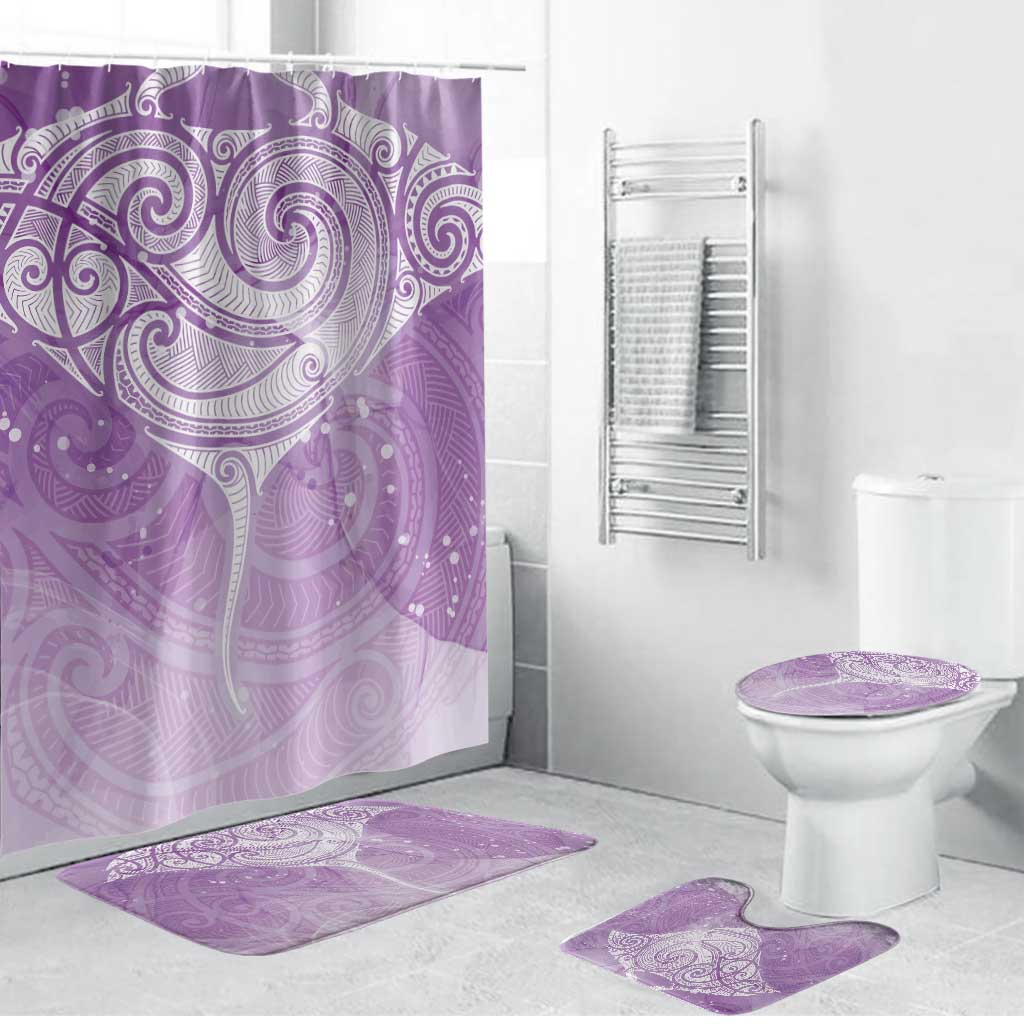 Epilepsy Awareness Maori Aotearoa Bathroom Set Manta Ray - Purple Glaze - Polynesian Pride
