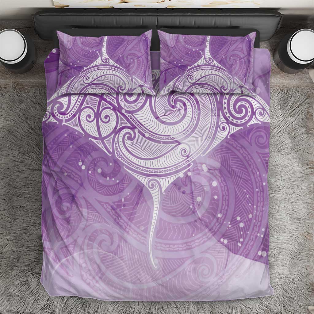 Epilepsy Awareness Maori Aotearoa Bedding Set Manta Ray - Purple Glaze - Polynesian Pride