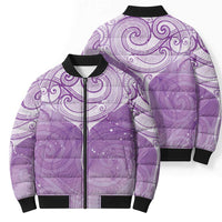 Epilepsy Awareness Maori Aotearoa Bomber Puffer Jacket Manta Ray - Purple Glaze - Polynesian Pride