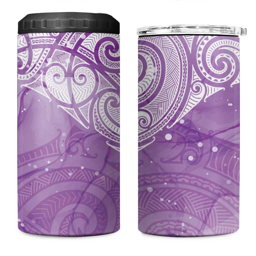 Epilepsy Awareness Maori Aotearoa 4 in 1 Can Cooler Tumbler Manta Ray - Purple Glaze - Polynesian Pride