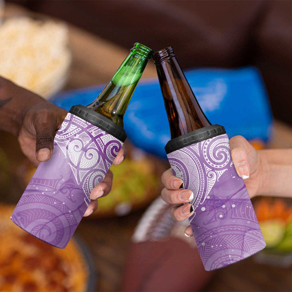 Epilepsy Awareness Maori Aotearoa 4 in 1 Can Cooler Tumbler Manta Ray - Purple Glaze - Polynesian Pride