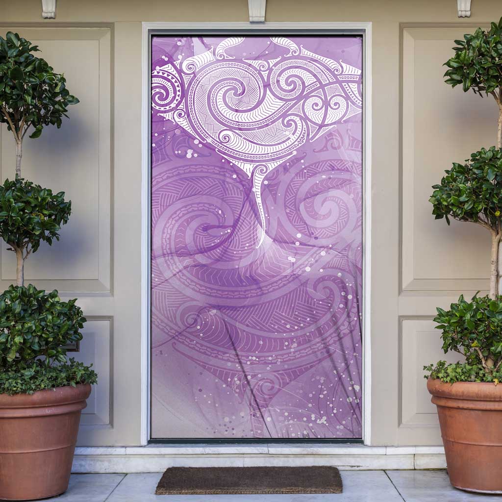 Epilepsy Awareness Maori Aotearoa Door Cover Manta Ray - Purple Glaze - Polynesian Pride
