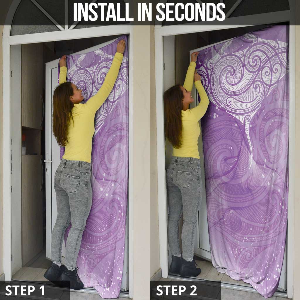 Epilepsy Awareness Maori Aotearoa Door Cover Manta Ray - Purple Glaze - Polynesian Pride