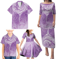 Epilepsy Awareness Maori Aotearoa Family Matching Puletasi and Hawaiian Shirt Manta Ray - Purple Glaze - Polynesian Pride