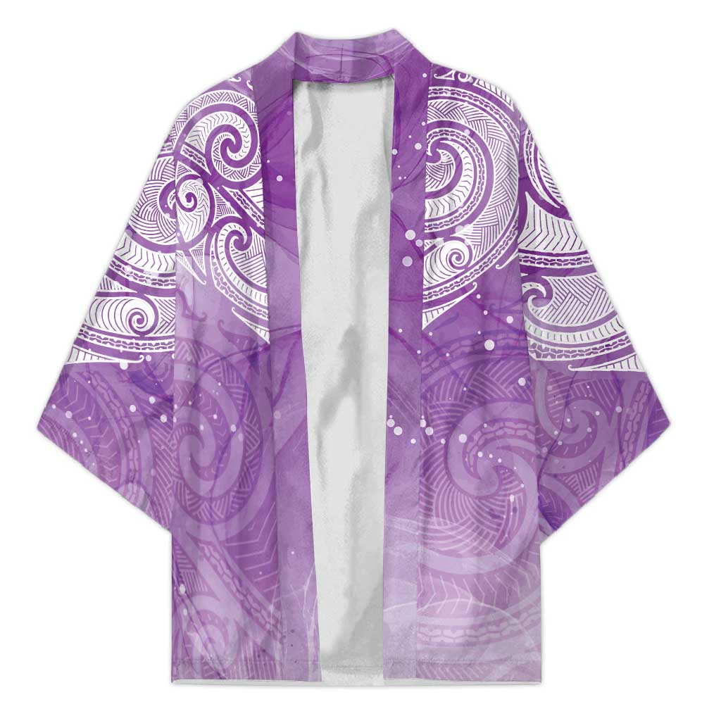 Epilepsy Awareness Maori Aotearoa Kimono Manta Ray - Purple Glaze - Polynesian Pride