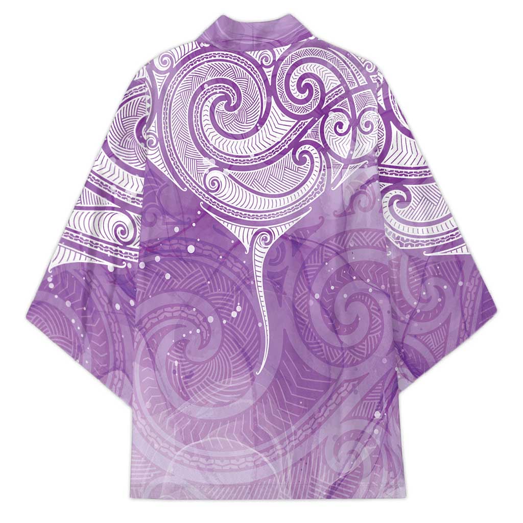Epilepsy Awareness Maori Aotearoa Kimono Manta Ray - Purple Glaze - Polynesian Pride