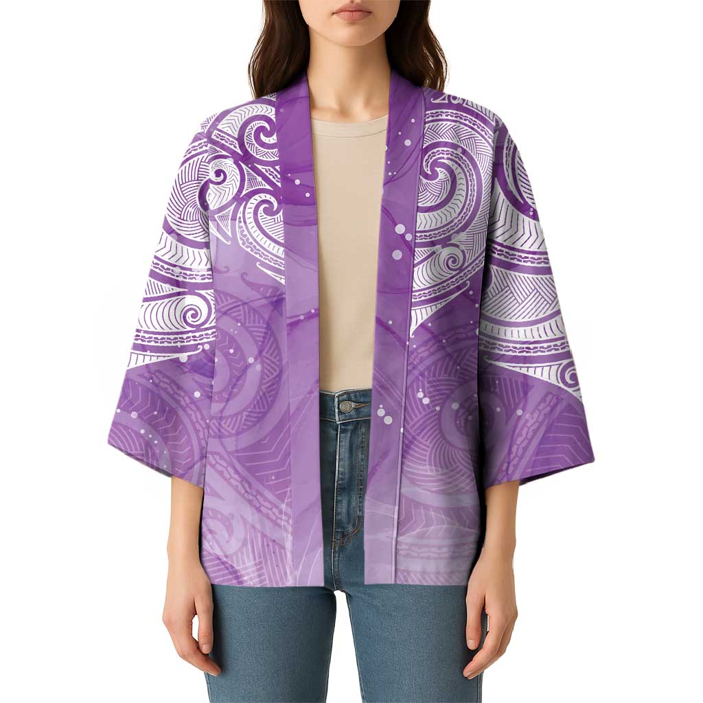 Epilepsy Awareness Maori Aotearoa Kimono Manta Ray - Purple Glaze - Polynesian Pride