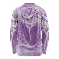 Epilepsy Awareness Maori Aotearoa Long Sleeve Shirt Manta Ray - Purple Glaze - Polynesian Pride