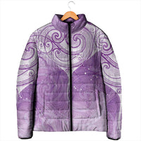 Epilepsy Awareness Maori Aotearoa Padded Jacket Manta Ray - Purple Glaze - Polynesian Pride