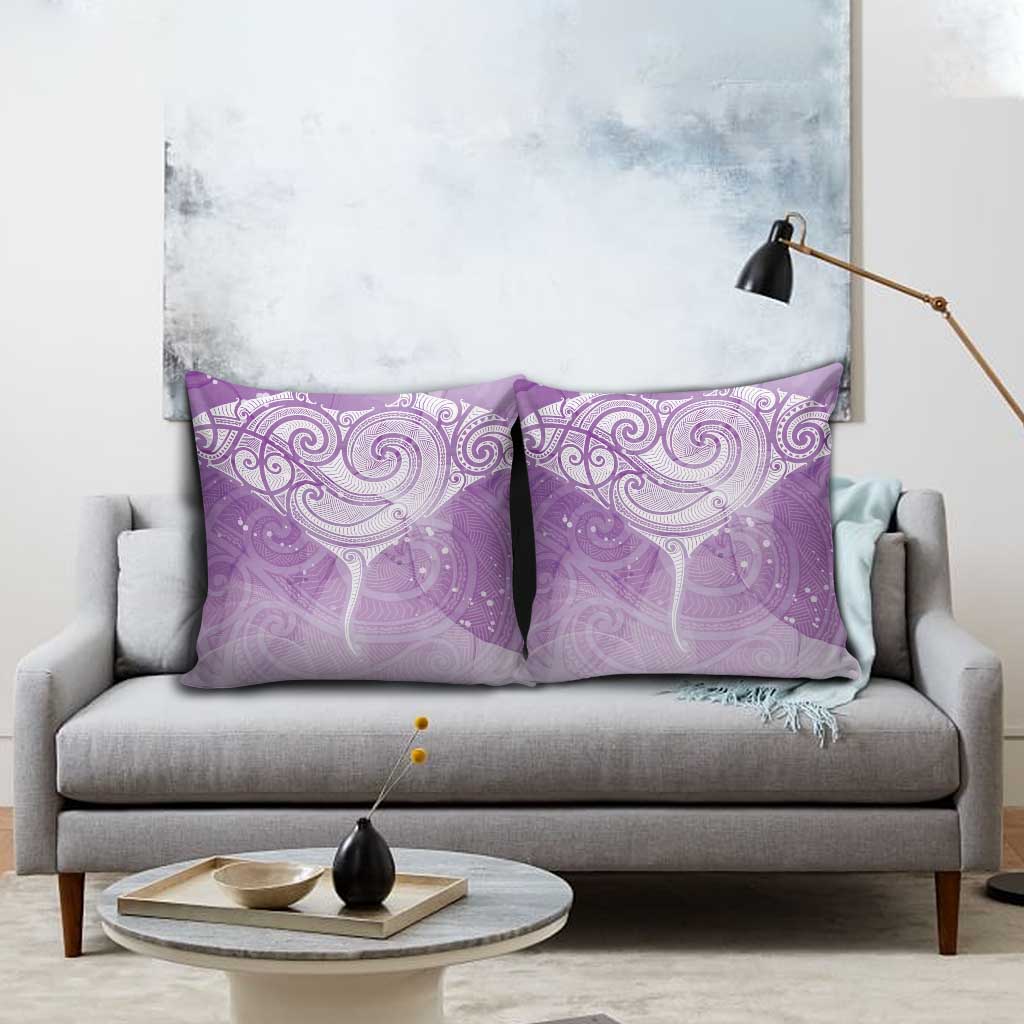 Epilepsy Awareness Maori Aotearoa Pillow Cover Manta Ray - Purple Glaze - Polynesian Pride