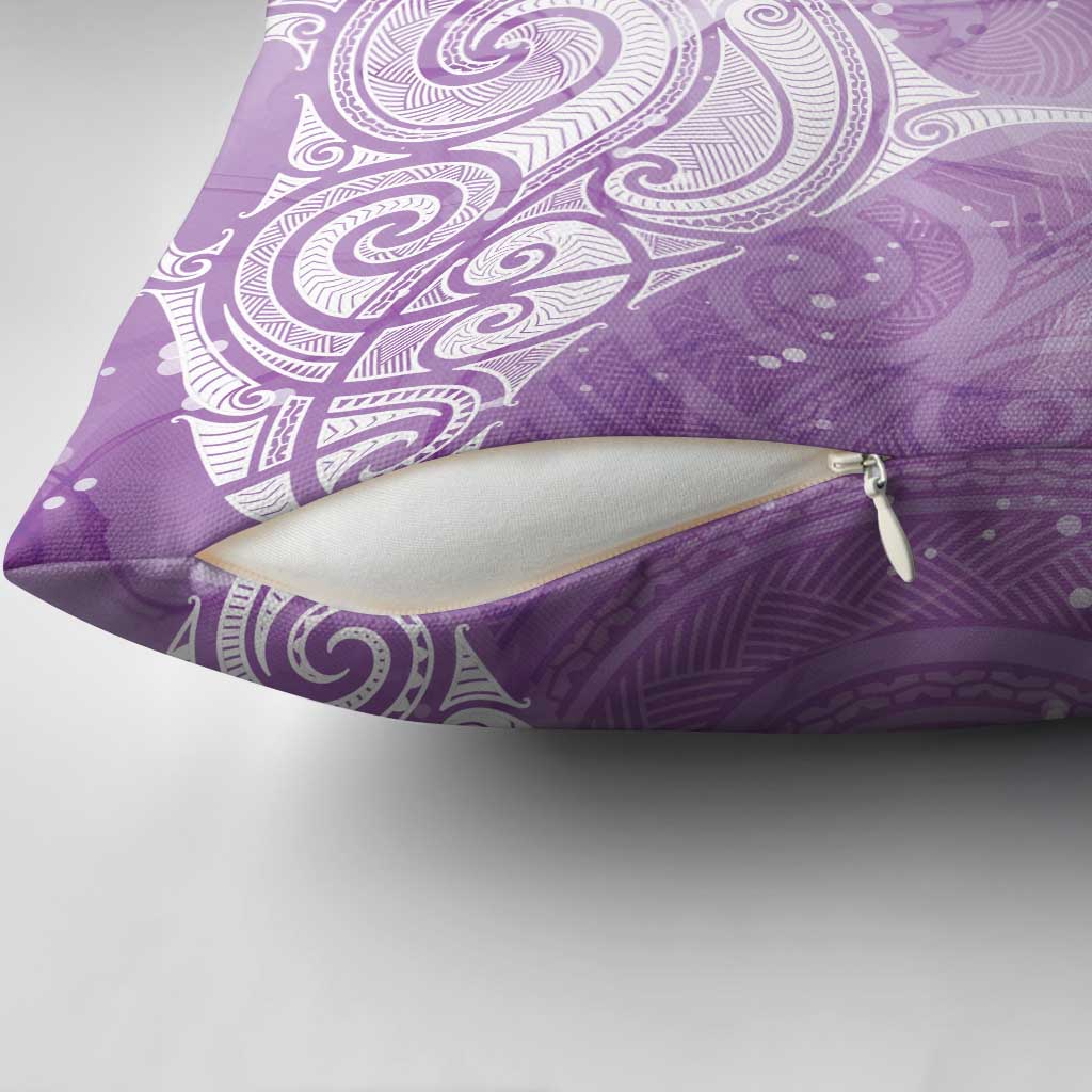 Epilepsy Awareness Maori Aotearoa Pillow Cover Manta Ray - Purple Glaze - Polynesian Pride