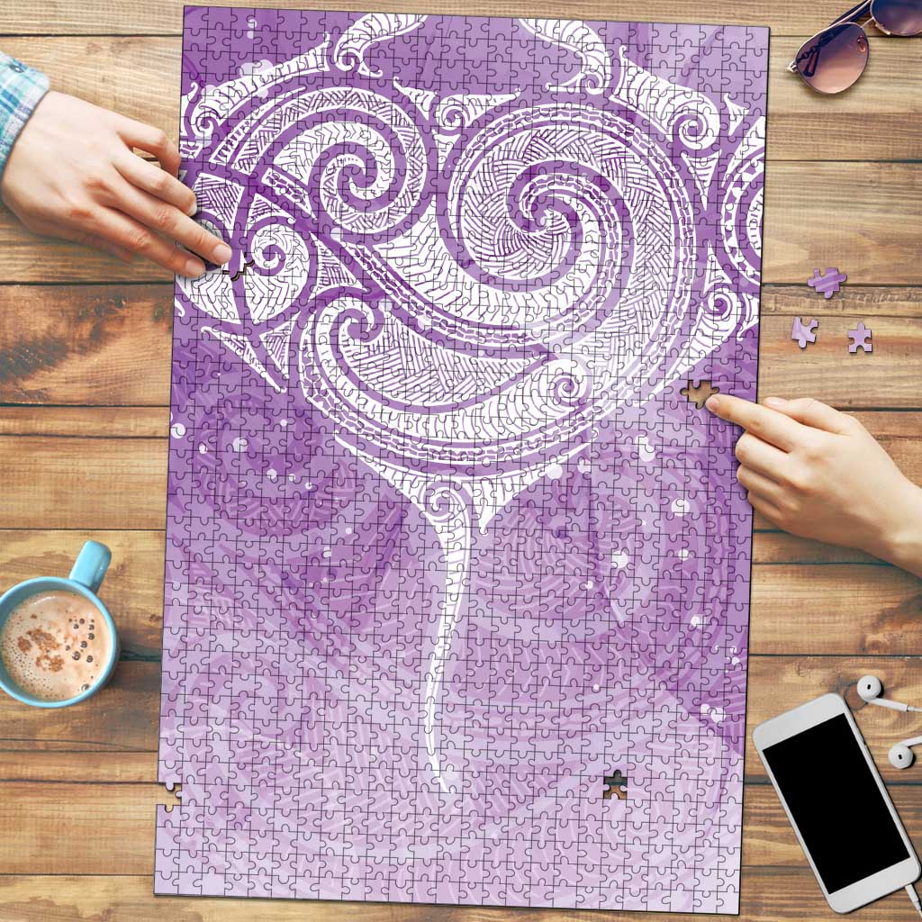 Epilepsy Awareness Maori Aotearoa Puzzle Manta Ray - Purple Glaze - Polynesian Pride