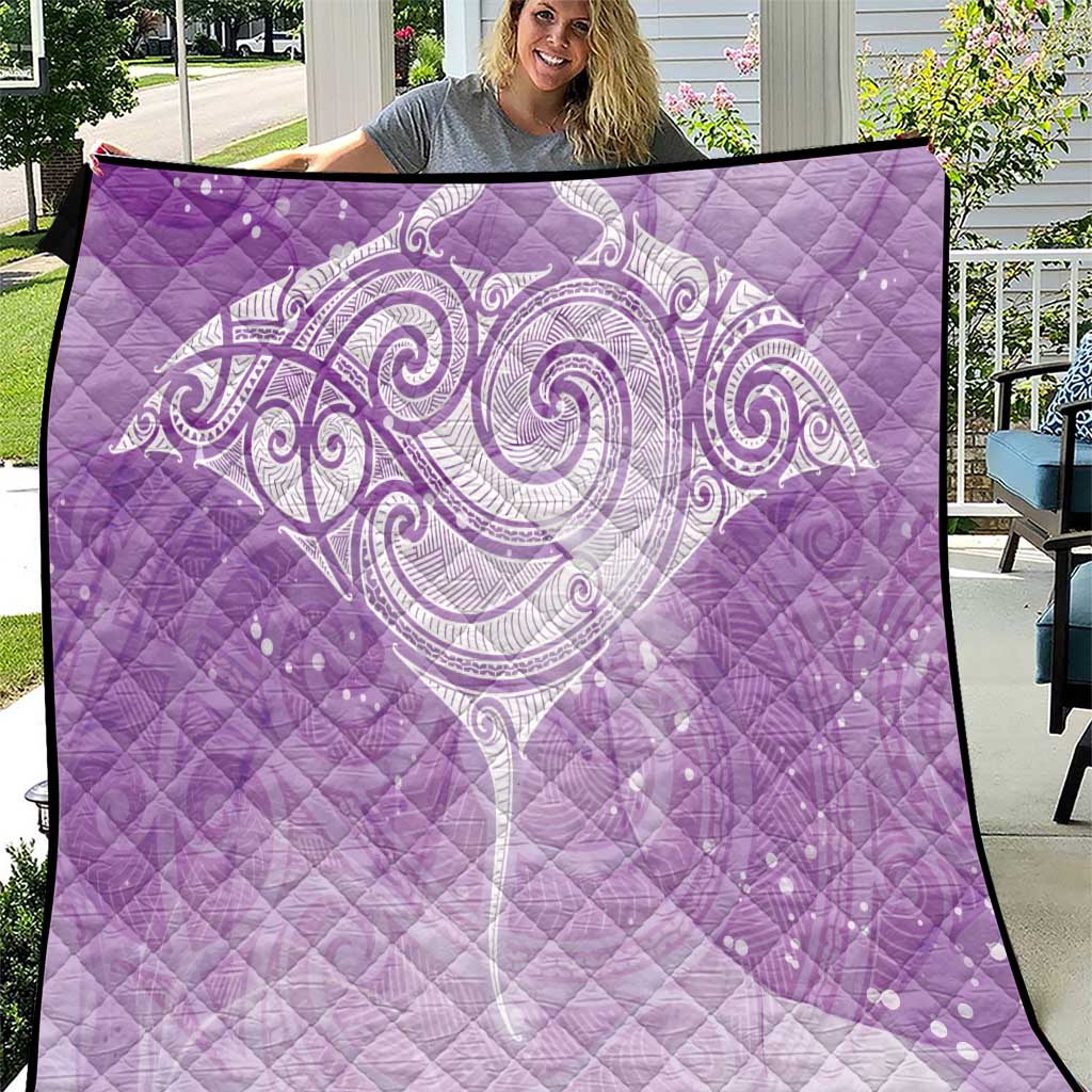 Epilepsy Awareness Maori Aotearoa Quilt Manta Ray - Purple Glaze - Polynesian Pride