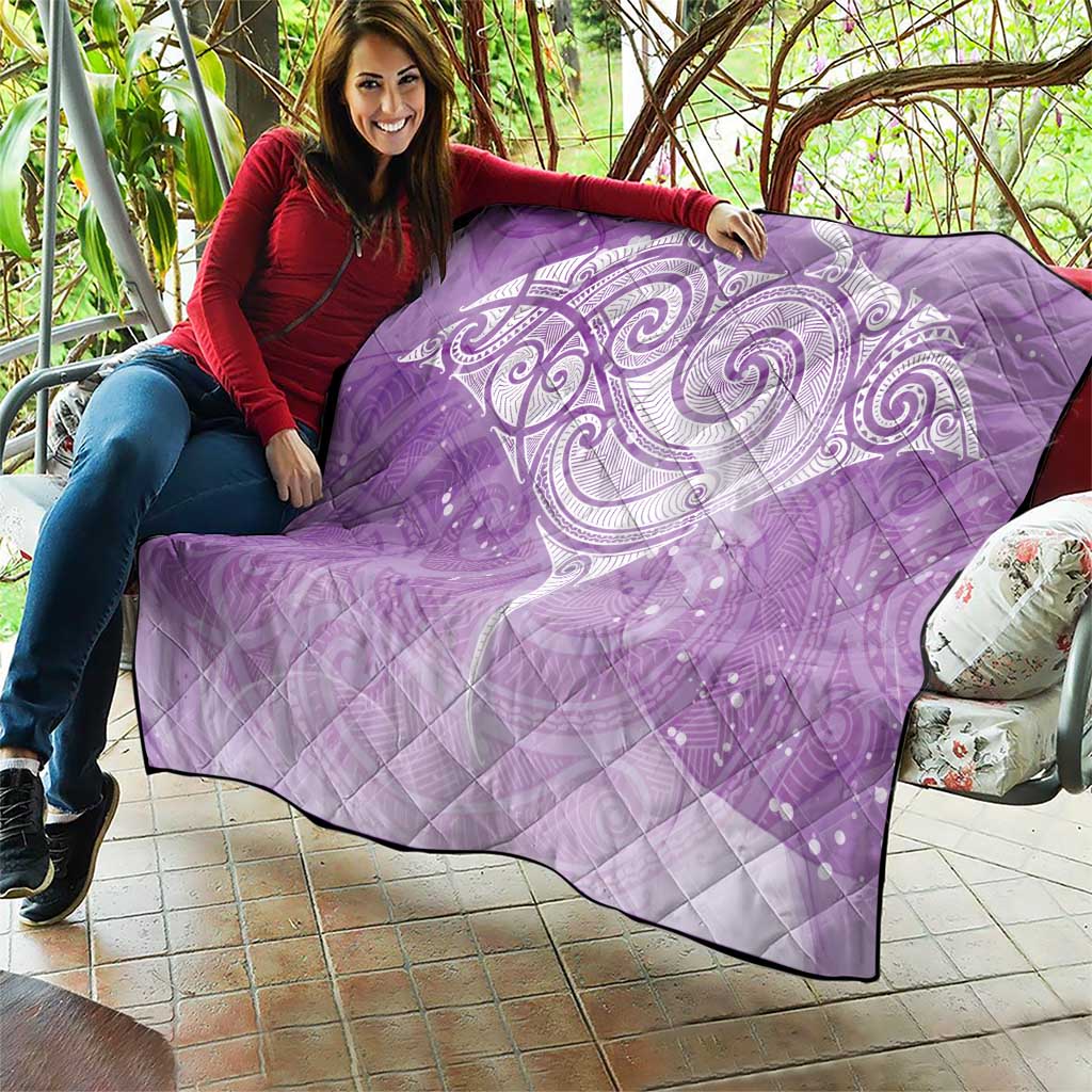 Epilepsy Awareness Maori Aotearoa Quilt Manta Ray - Purple Glaze - Polynesian Pride