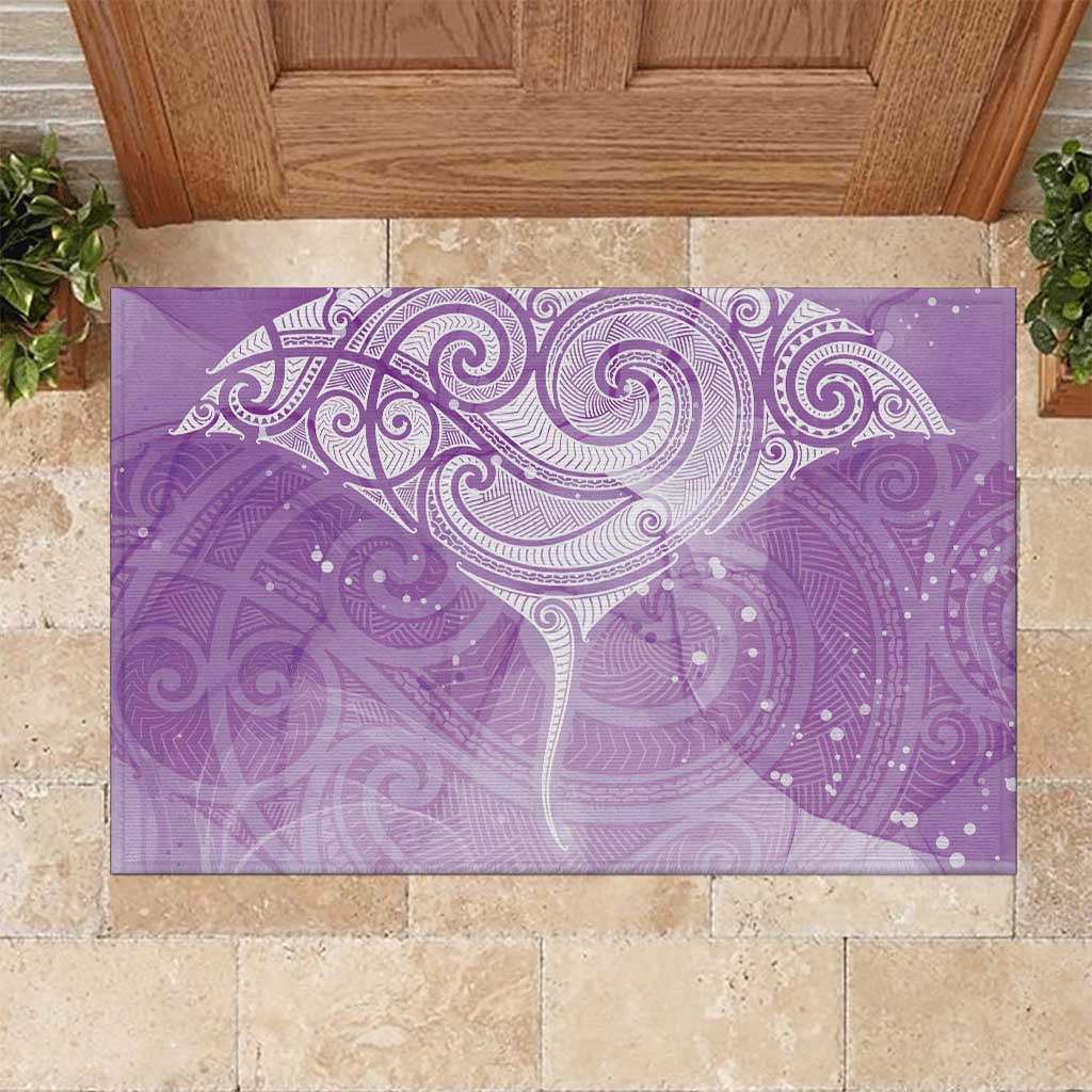 Epilepsy Awareness Maori Aotearoa Rubber Doormat Manta Ray - Purple Glaze - Polynesian Pride