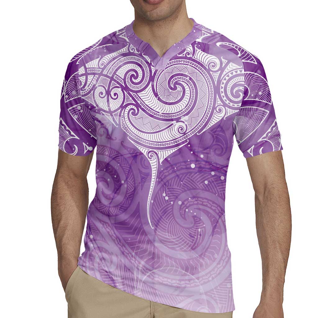 Epilepsy Awareness Maori Aotearoa Rugby Jersey Manta Ray - Purple Glaze - Polynesian Pride