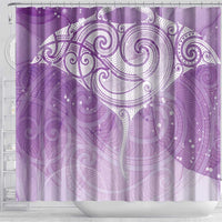 Epilepsy Awareness Maori Aotearoa Shower Curtain Manta Ray - Purple Glaze - Polynesian Pride