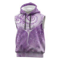 Epilepsy Awareness Maori Aotearoa Sleeveless Hoodie Manta Ray - Purple Glaze - Polynesian Pride
