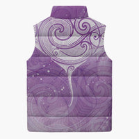Epilepsy Awareness Maori Aotearoa Sleeveless Puffer Jacket Manta Ray - Purple Glaze - Polynesian Pride