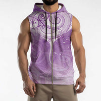 Epilepsy Awareness Maori Aotearoa Sleeveless Zip Hoodie Manta Ray - Purple Glaze - Polynesian Pride