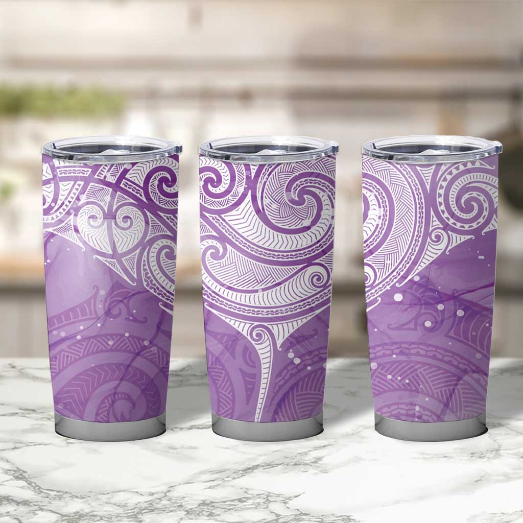 Epilepsy Awareness Maori Aotearoa Tumbler Cup Manta Ray - Purple Glaze - Polynesian Pride