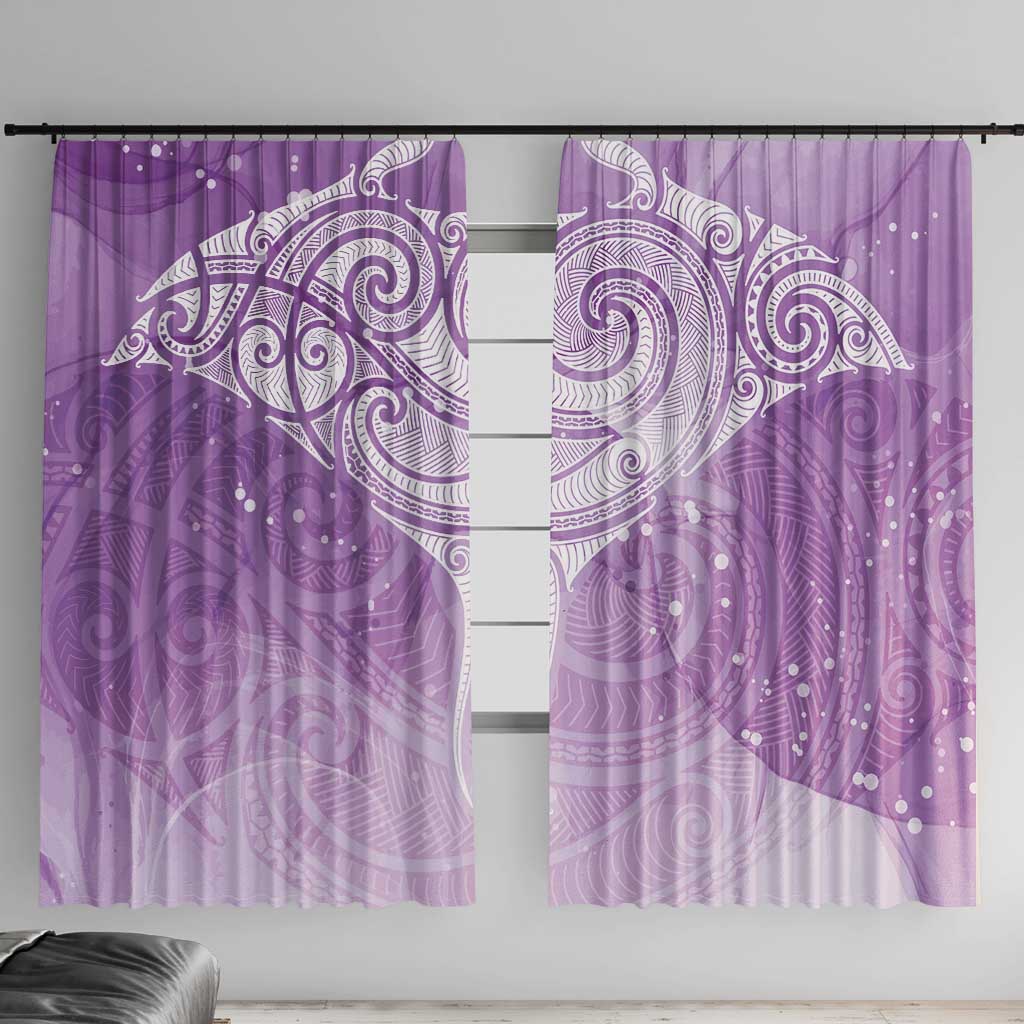 Epilepsy Awareness Maori Aotearoa Window Curtain Manta Ray - Purple Glaze - Polynesian Pride