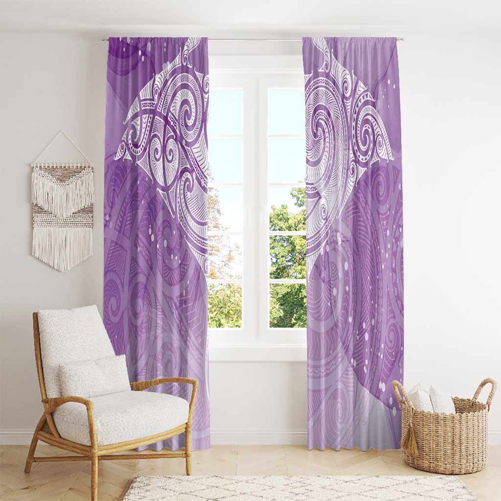 Epilepsy Awareness Maori Aotearoa Window Curtain Manta Ray - Purple Glaze - Polynesian Pride