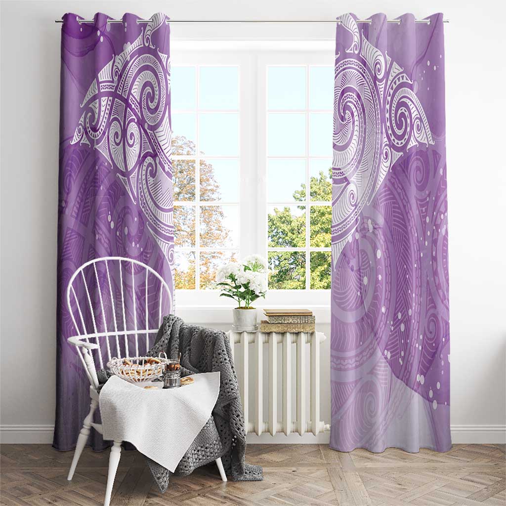 Epilepsy Awareness Maori Aotearoa Window Curtain Manta Ray - Purple Glaze - Polynesian Pride