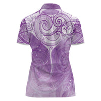 Epilepsy Awareness Maori Aotearoa Women Polo Shirt Manta Ray - Purple Glaze - Polynesian Pride