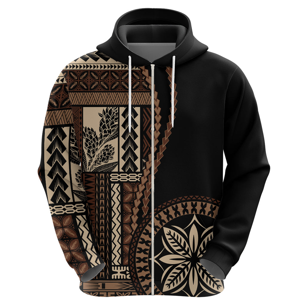 Samoa Siapo Motif Hoodie Classic Style - Black Ver02 LT7 - Polynesian Pride