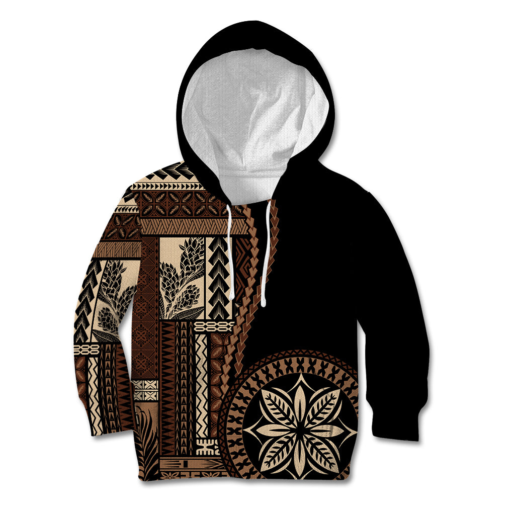 Samoa Siapo Motif Kid Hoodie Classic Style - Black Ver02 LT7 Hoodie Black - Polynesian Pride