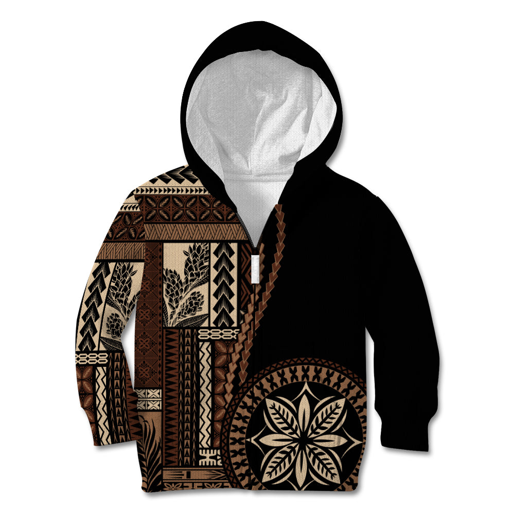 Samoa Siapo Motif Kid Hoodie Classic Style - Black Ver02 LT7 Zip Hoodie Black - Polynesian Pride