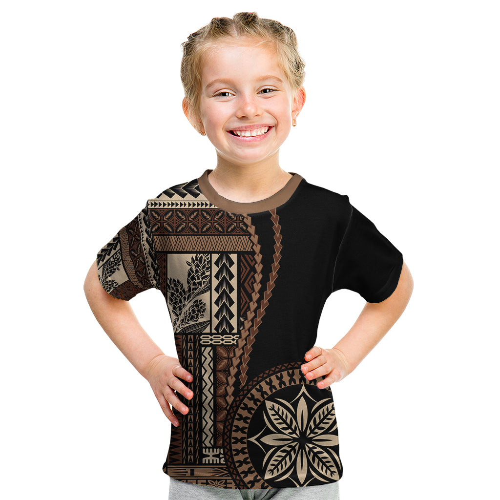 Samoa Siapo Motif Kid T Shirt Classic Style - Black Ver02 LT7 Black - Polynesian Pride