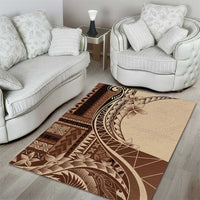 Samoa Siapo Mamanu Area Rug Plumeria Mocha Motifs