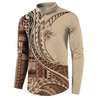 Samoa Siapo Mamanu Button Sweatshirt Plumeria Mocha Motifs LT7 - Polynesian Pride
